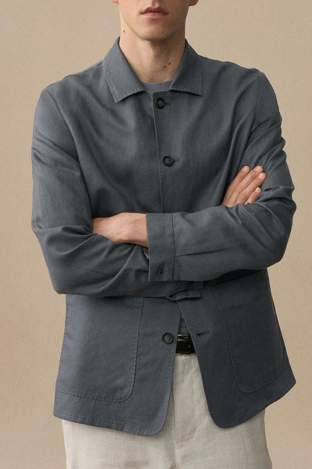 Lyocell linen overshirt with pockets