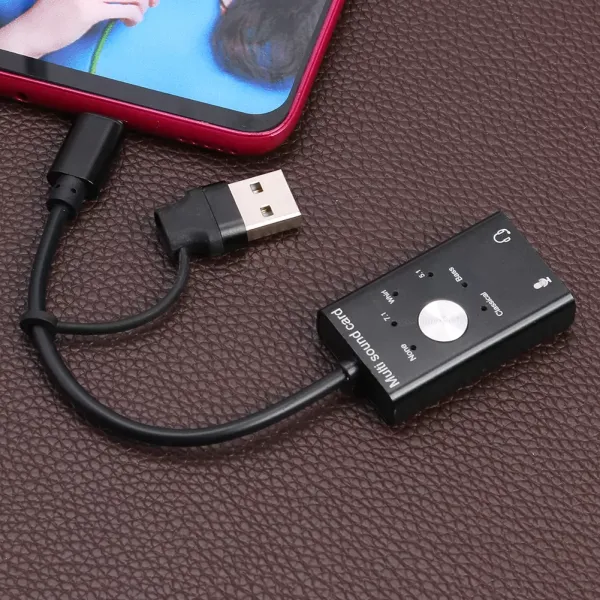 USB 2.0 Type-C External Sound Card 3.5mm Jack Headphone Microphone Audio Aluminum Alloy Shell Card Adapter 200x27x16mm