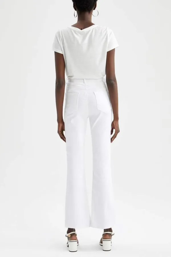 High Waist Flared Gabardine Trousers