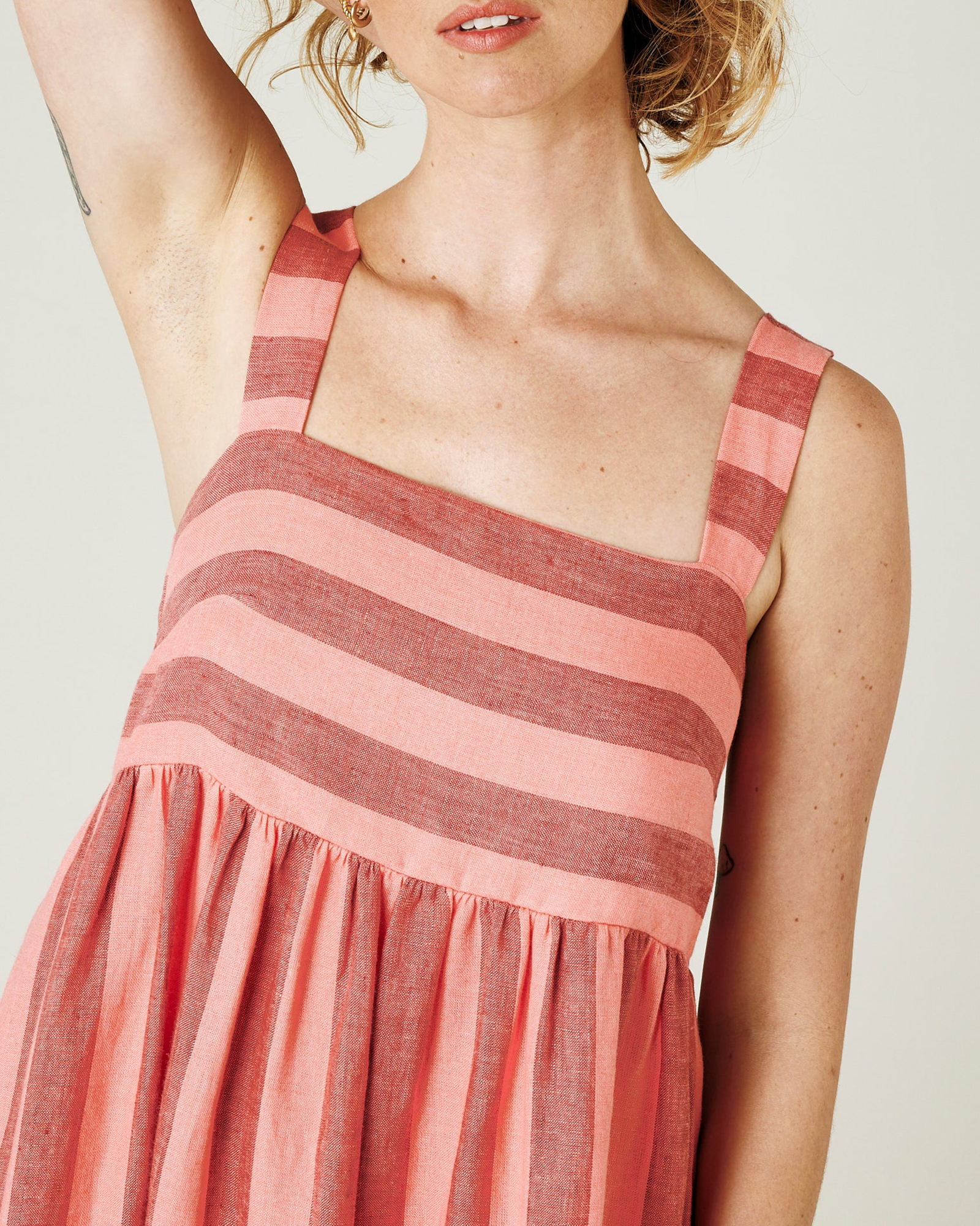 BLUSH STRIPE LINEN DRESS