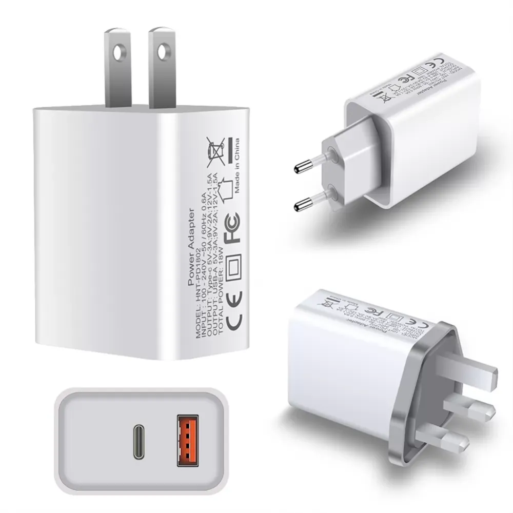 EU US UK Plug 18W USB Charger for iPhone 12 PD USB Type C Charge Wall Charger Fast Charging Power Adapter for Mobile Phone