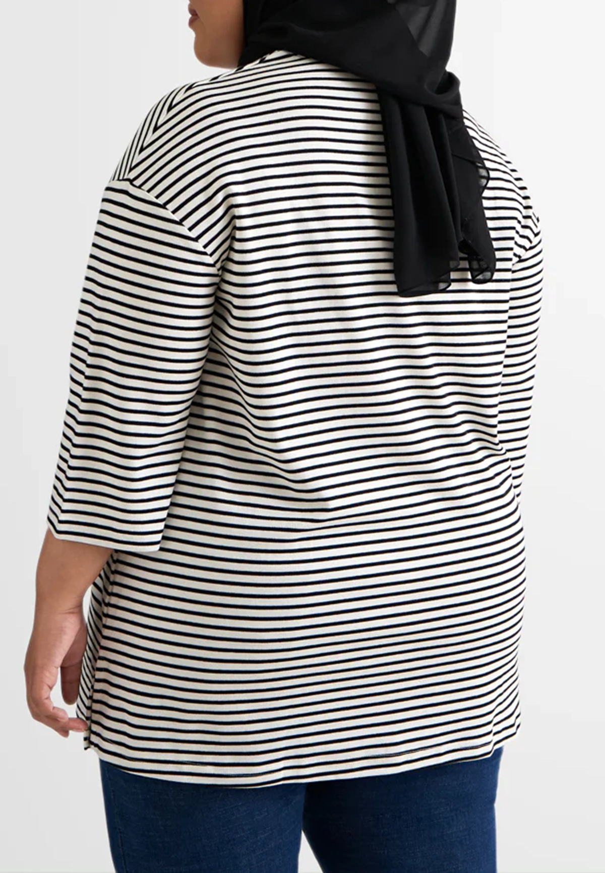 3/4 Sleeve Simple Stripe Tee