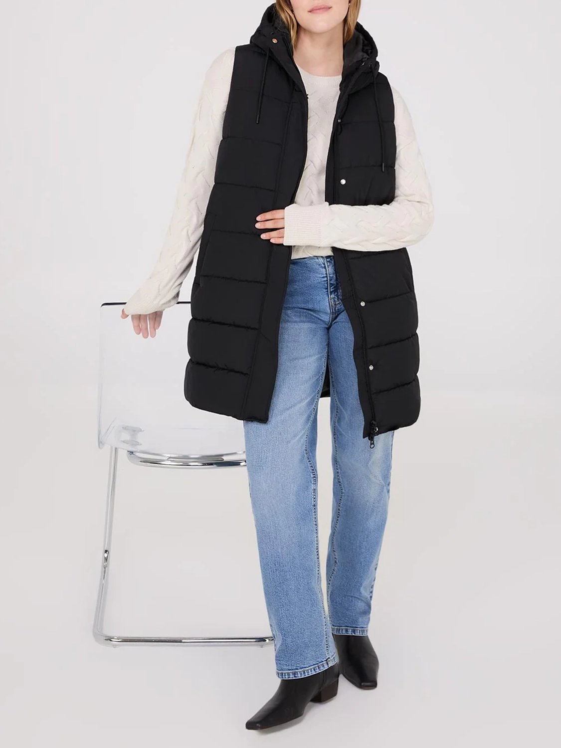 Long Hooded Puffer Vest