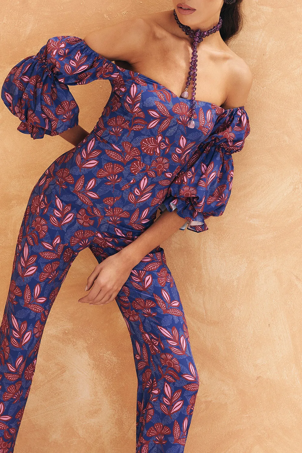 Drop Shoulder Art Print Teneguia Jumpsuit