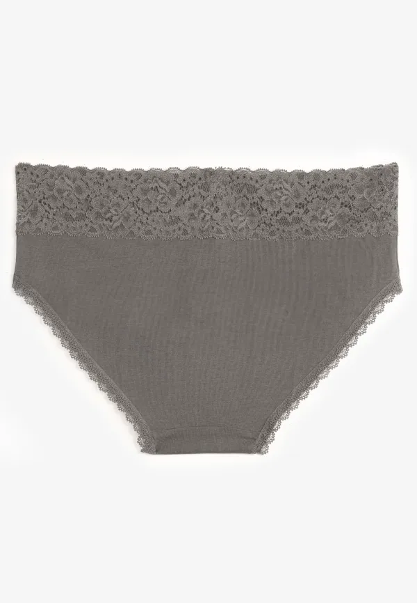 Simply Comfy Dark Heather Gray Cotton Hipster Panty