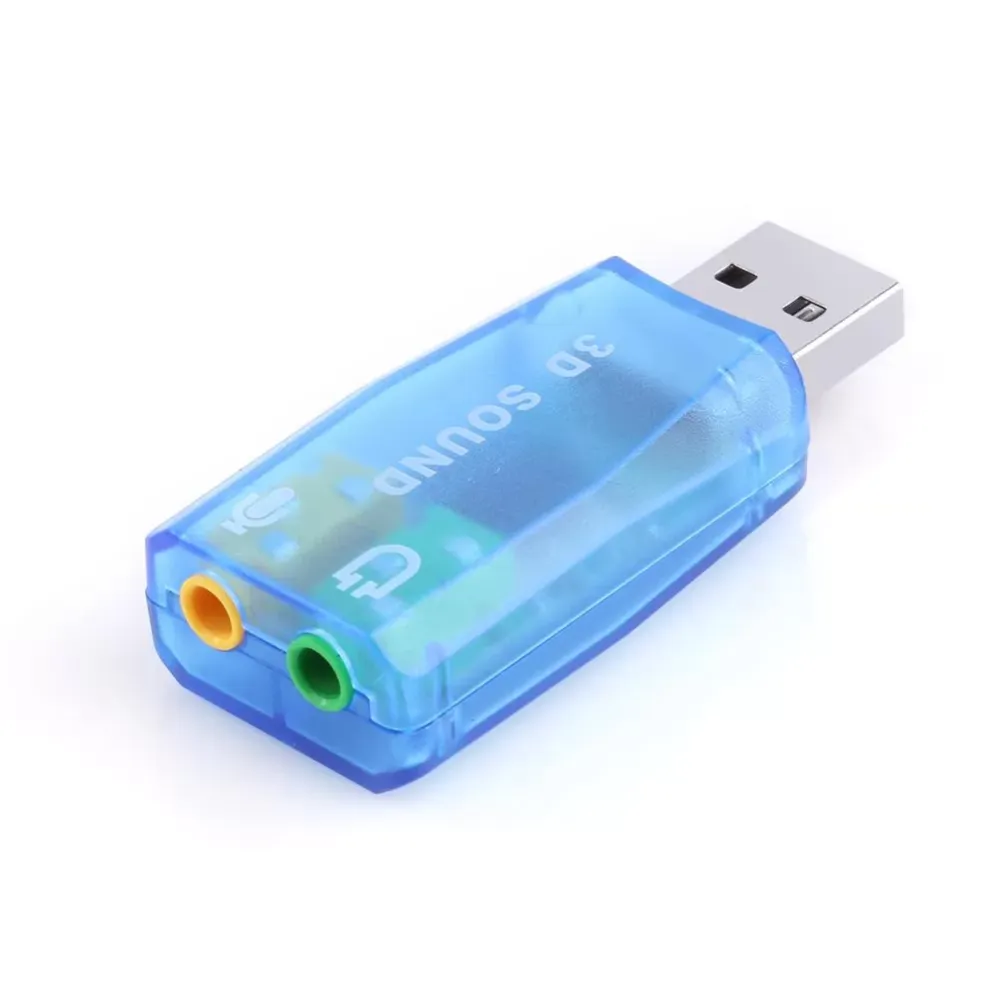 External USB Sound Card 3D Audio Headset Microphone Adapter for PC Desktop