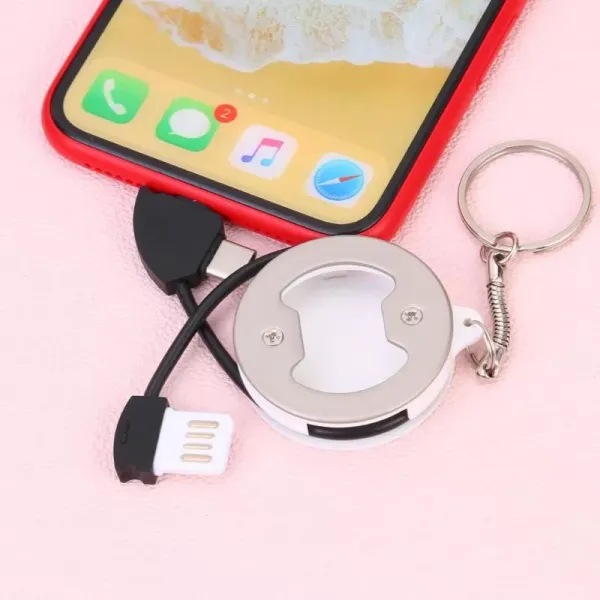 Portable 3 in 1 Charging Cable Bottle Opener for Apple/Type-C Mobile Device