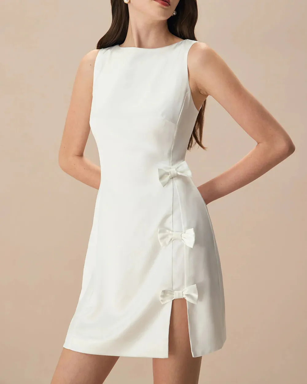 White Chinese Bow Dress