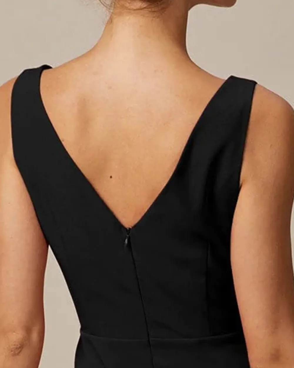 Black deep v back dress