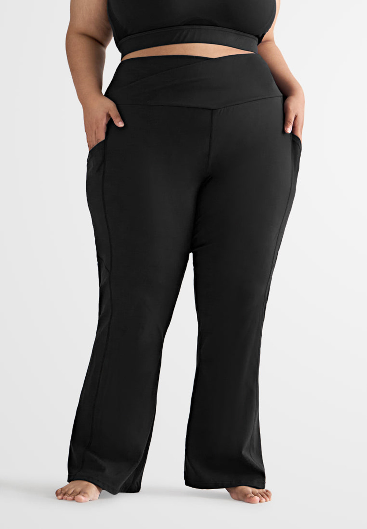 Cross Over Waist Active Bootcut Leggings