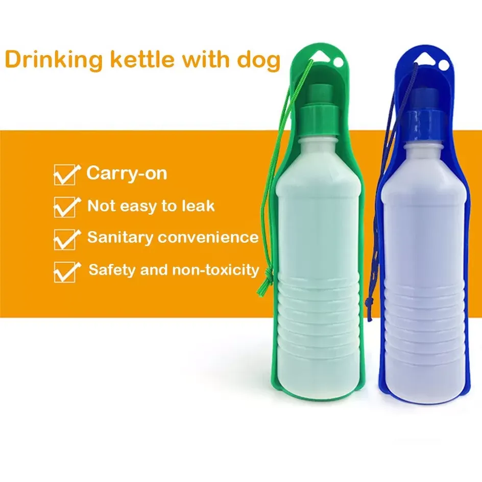 250/500 ML Pet Dispenser Portable Dog Travel Water Bottle Foldable Outdoor Pet Puppy Bowl Dog Cat Drinking Water Feeder