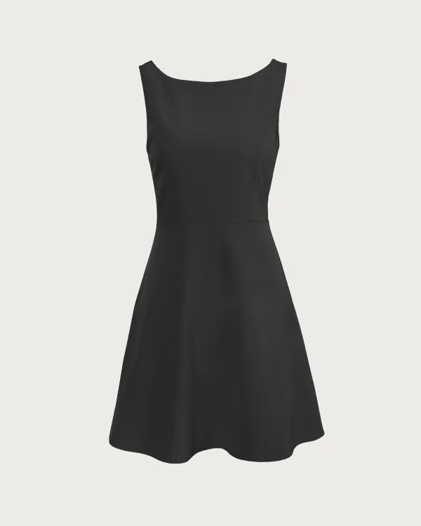 Black deep v back dress