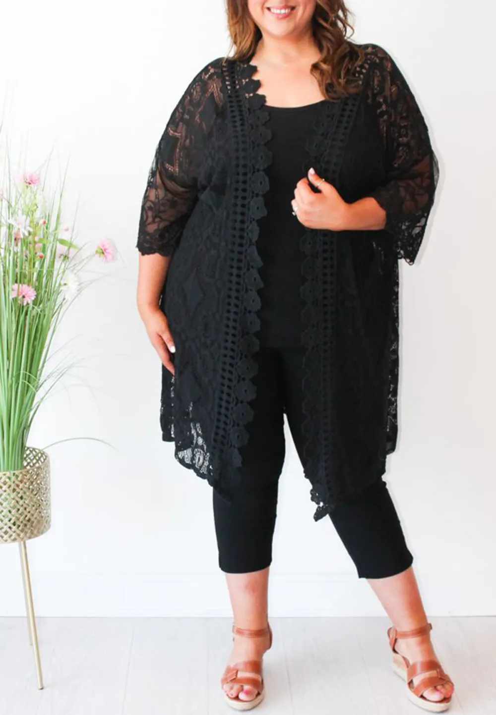 Black Lace Kimono