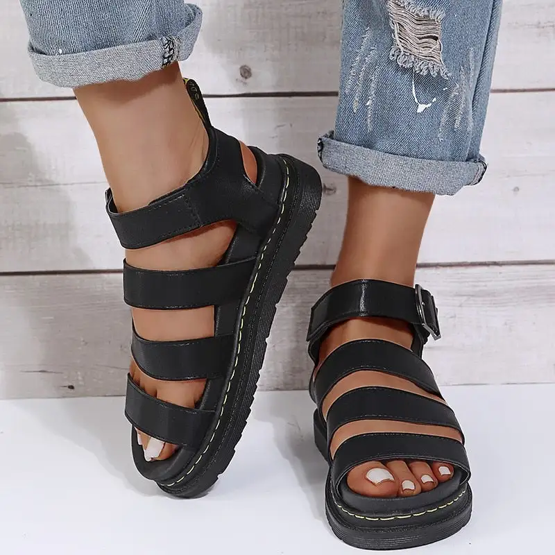 Summer Streetwear Martens Shoes Woman Flats Platform Sandals