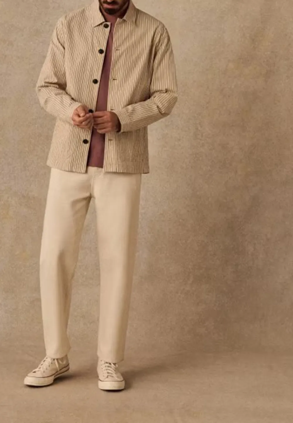 Irwin Jacket-Seersucker Beige Rayures Vertes