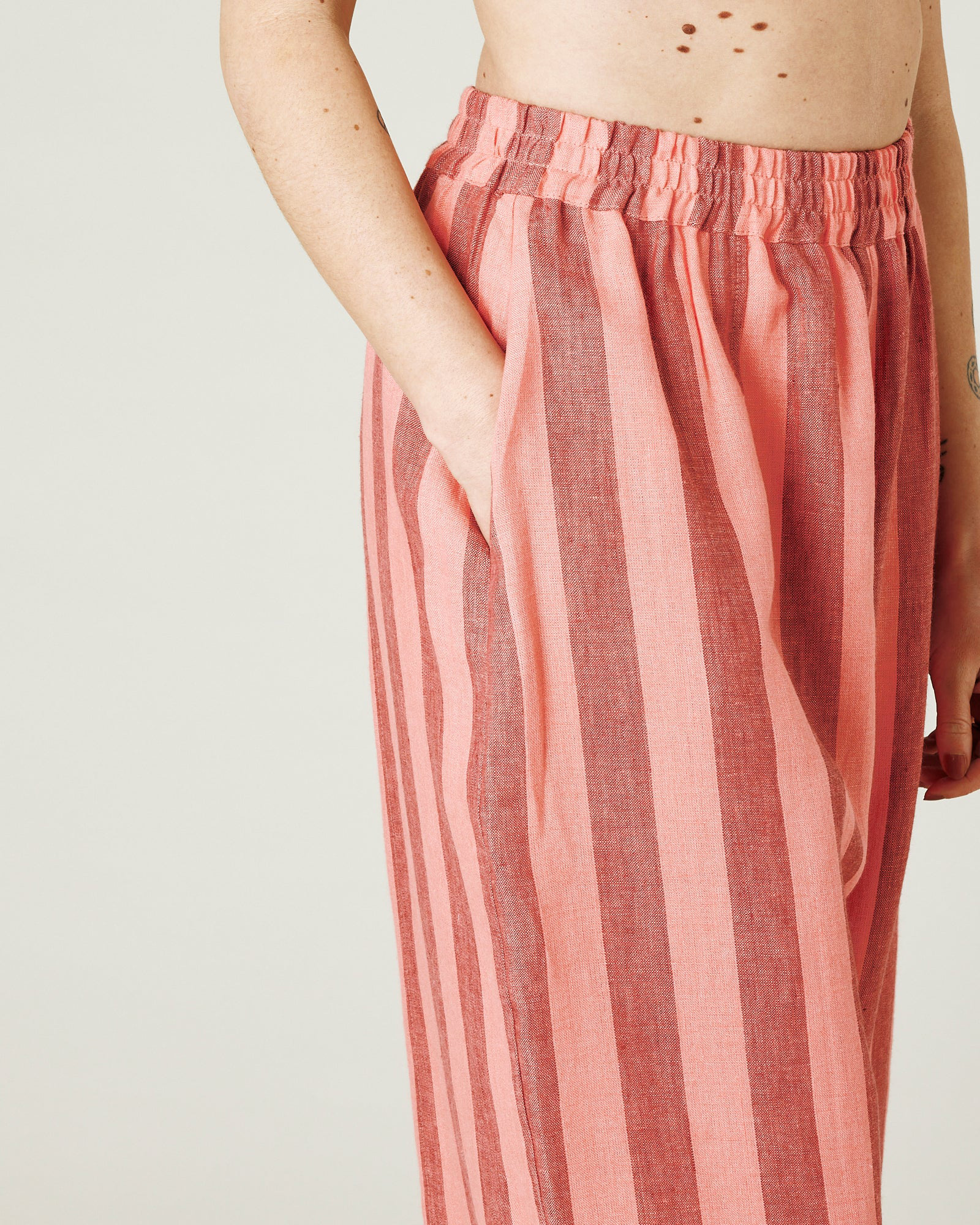 BLUSH STRIPE LINEN TROUSERS