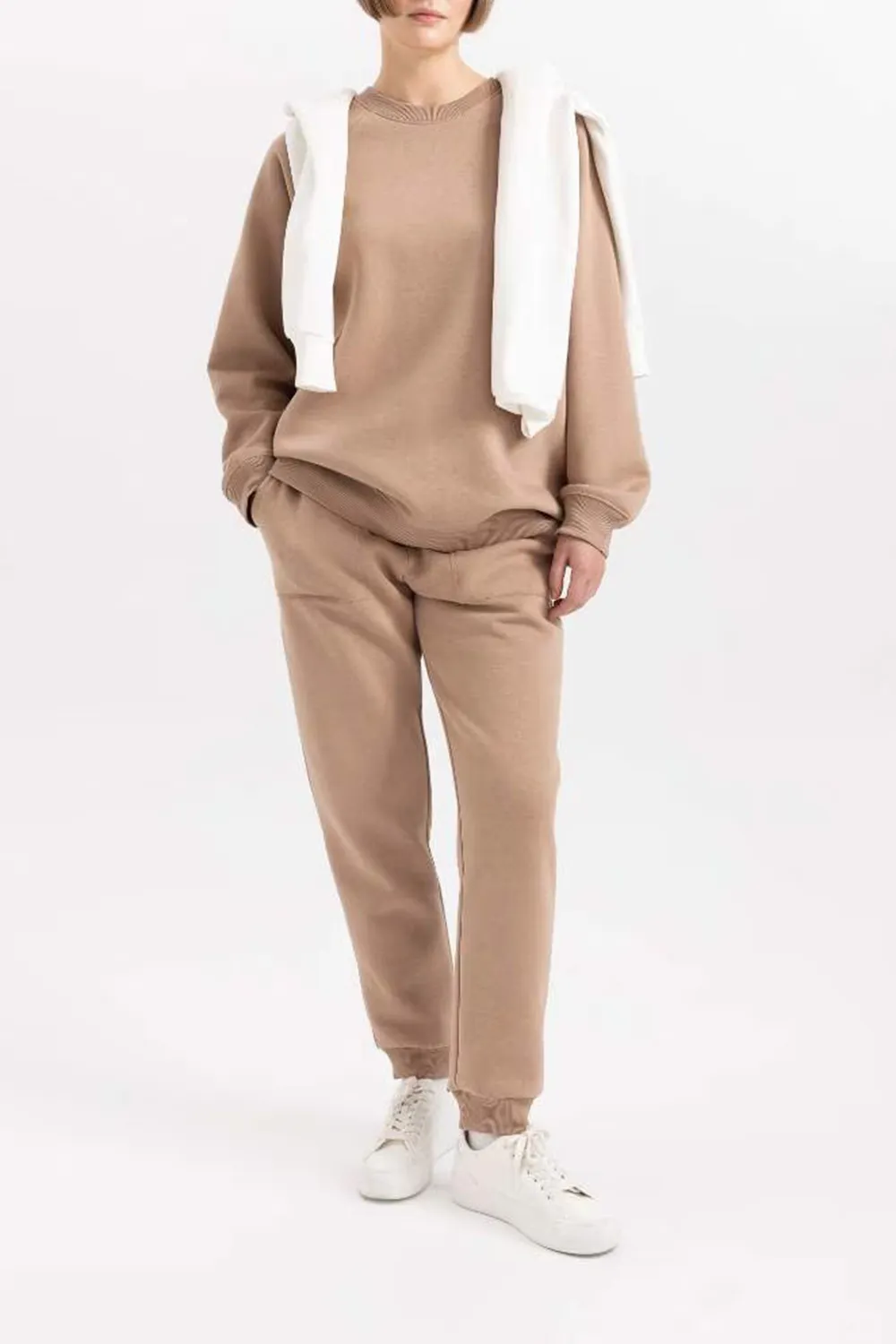 Jogger High Waist Thick Sweatshirt Fabric Trousers