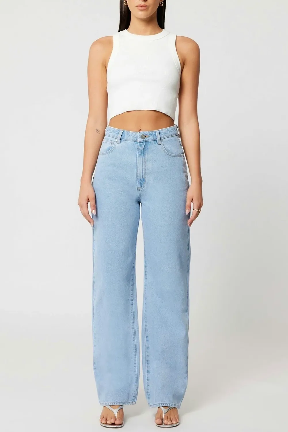 Carrie Kendall Light Blue High Wide Jean