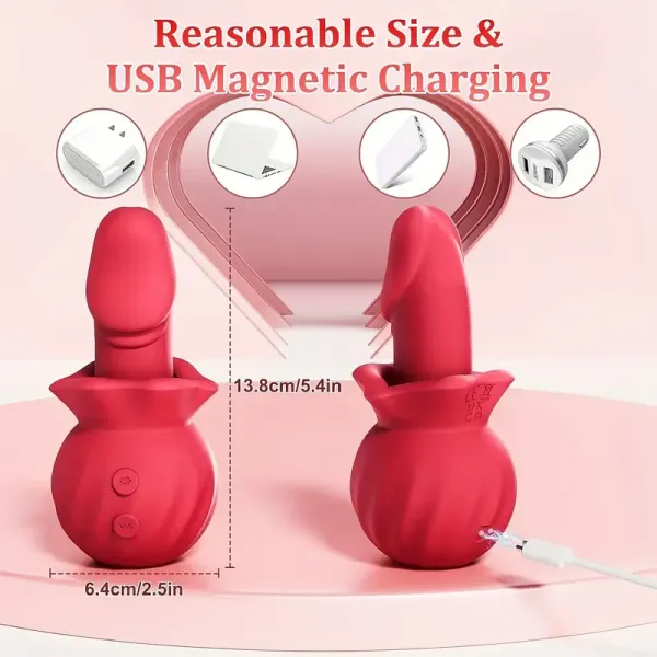 Rose Toy Vibrator for Women,Clitoral Vibrator Tongue Licking Stimulator for Clitoris,9 Vibration Speeds Clit Nipple Anus Massager