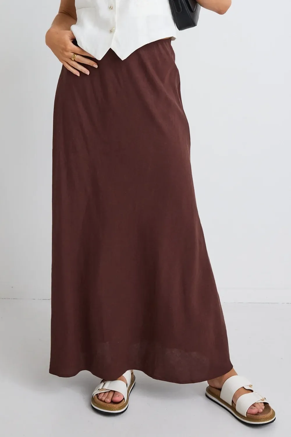 Lagos Chocolate Floaty Bias Cut Maxi Skirt