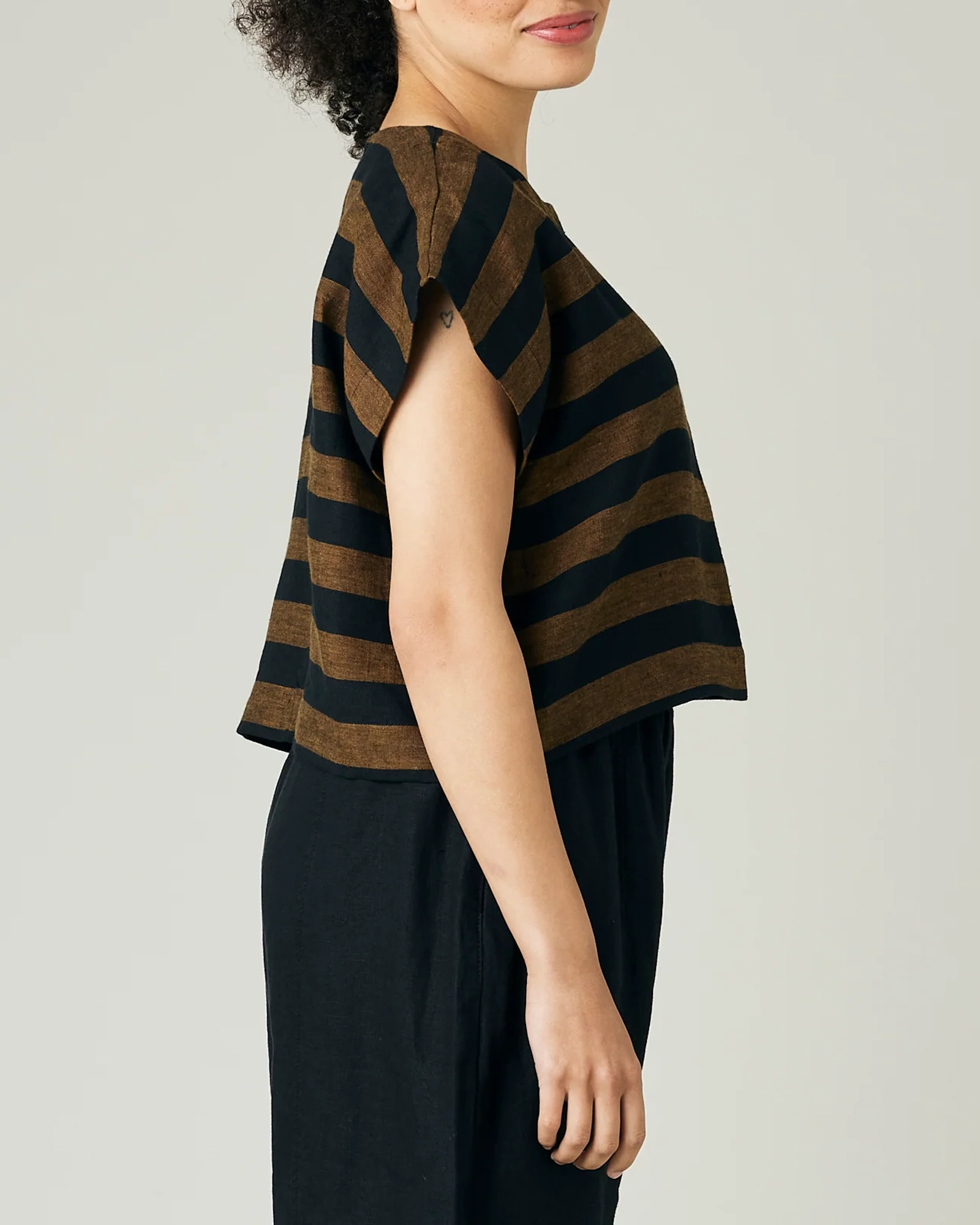 POLLY RUST STRIPE LINEN TOP