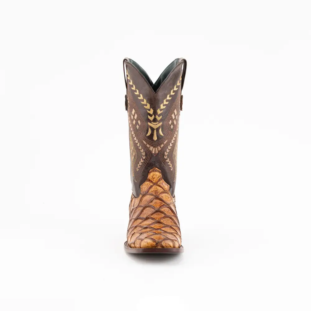 Men's  Bronco Pirarucu Print Boots Handcrafted Cigar