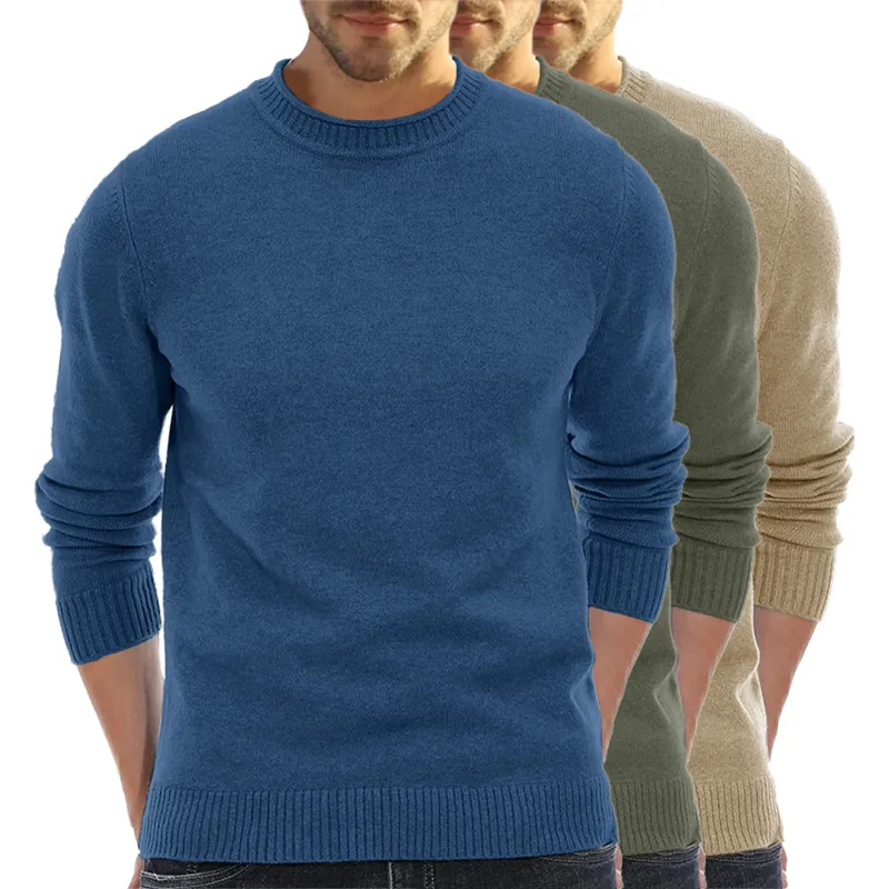 Men's Long Sleeve Crew Neck Sweater Soft Casual Sweater Men's Classic Sweater