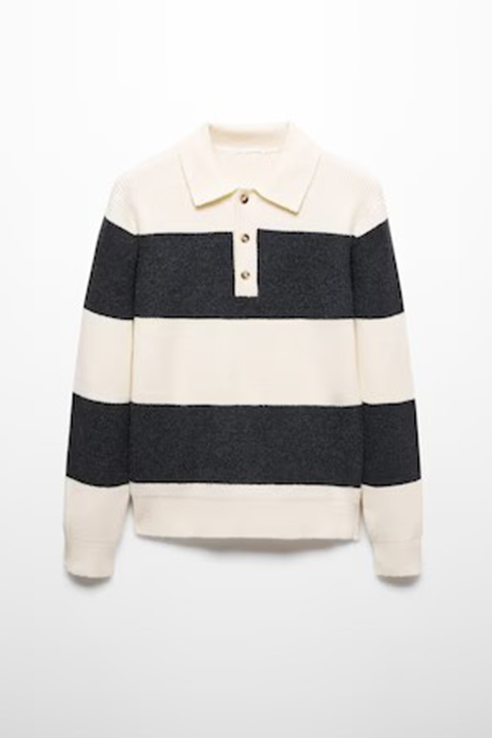 Ribbed striped knitted polo shirt