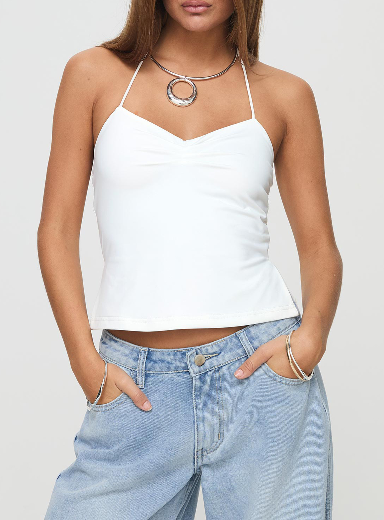 Rehna Halter Top White