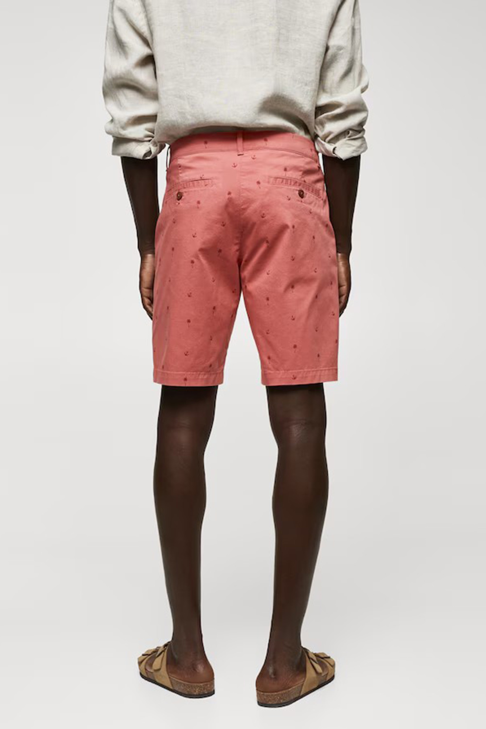 Slim-fit cotton micro-print bermuda shorts