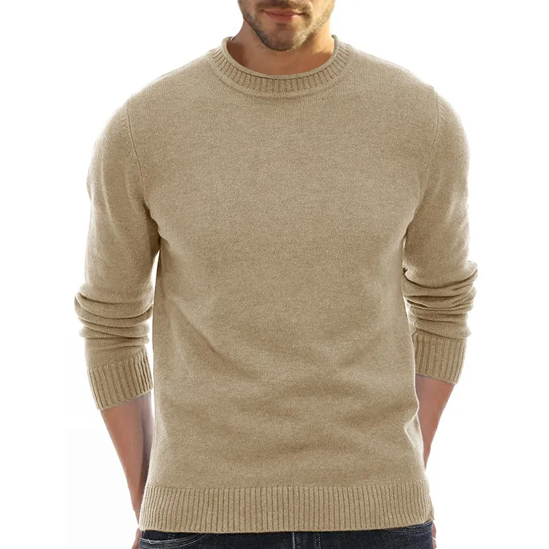 Men's Long Sleeve Crew Neck Sweater Soft Casual Sweater Men's Classic Sweater