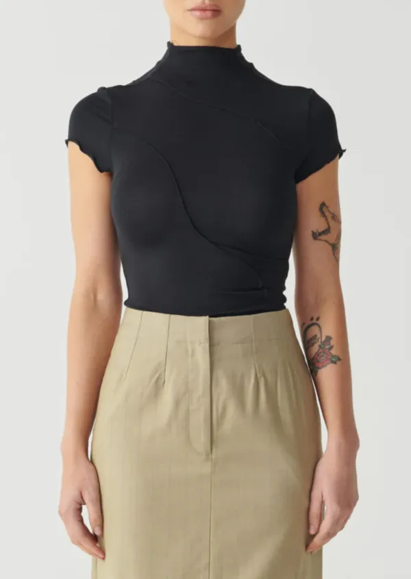 RAEF THE LABEL LANEY PANELLED SHORT SLEEVE TOP