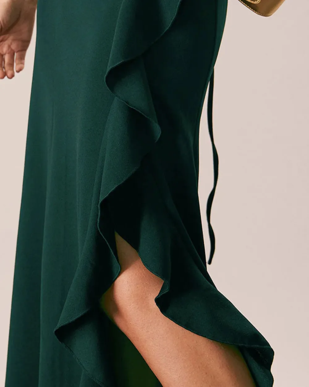 Dark green back cross strap long dress