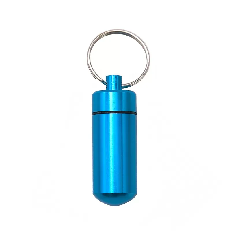 New Key Chain Medicine Pill Bottle Box Cache Drug Holder Container Keychain Aluminum Storage Case Medicine Container box