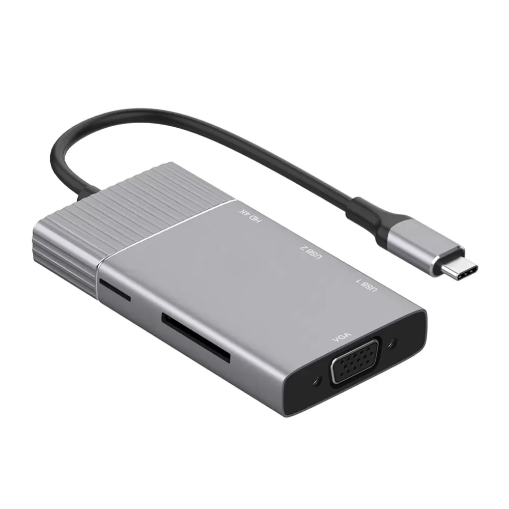 8 in 1 USB 3.1 Type-C HUB Aluminum Alloy HDMI VGA 2 USB3.0 TF PD Audio Adapter Laptop Docking Station Power Adapter