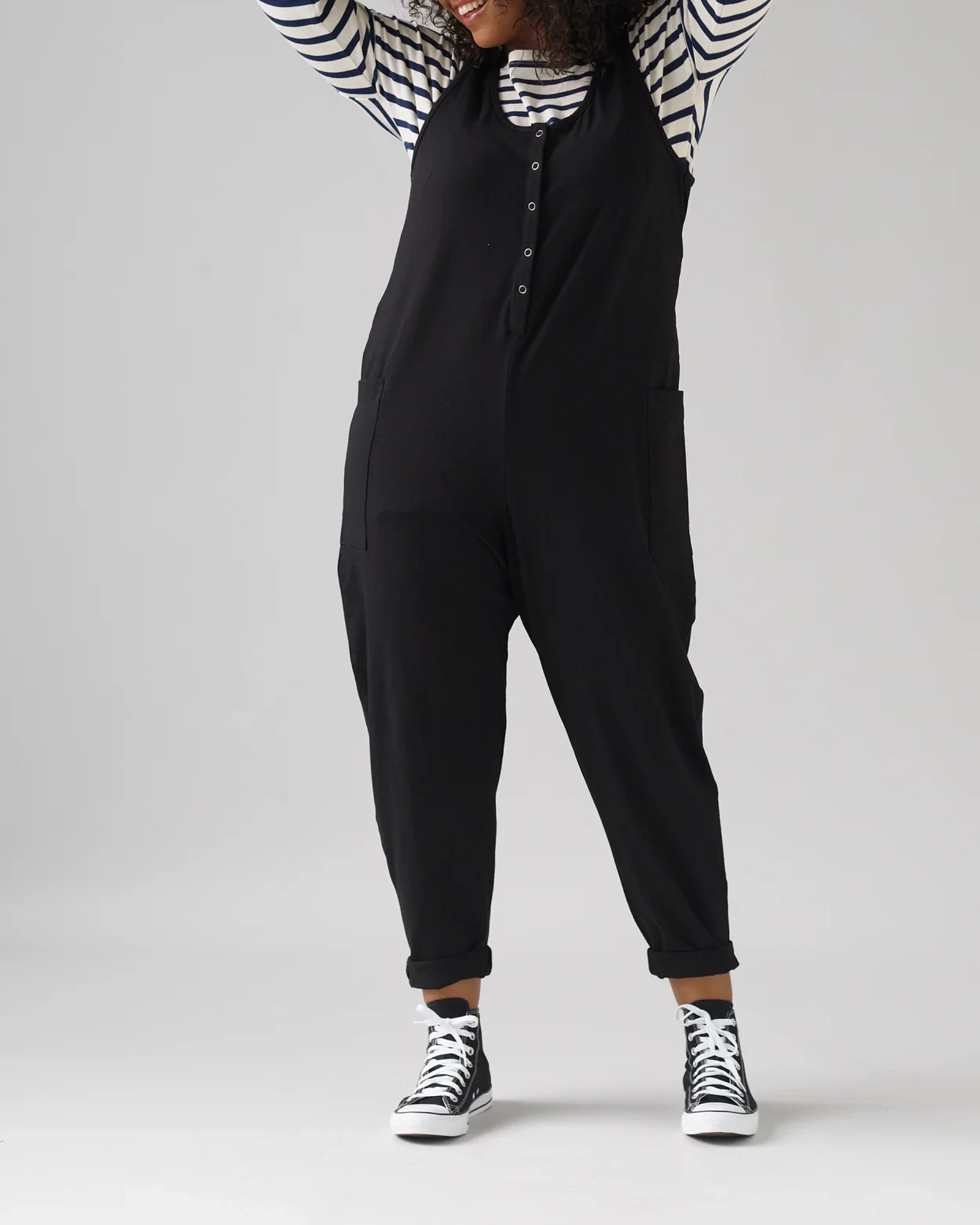 SLIGHT STRETCH JUMPSUIT - BLACK