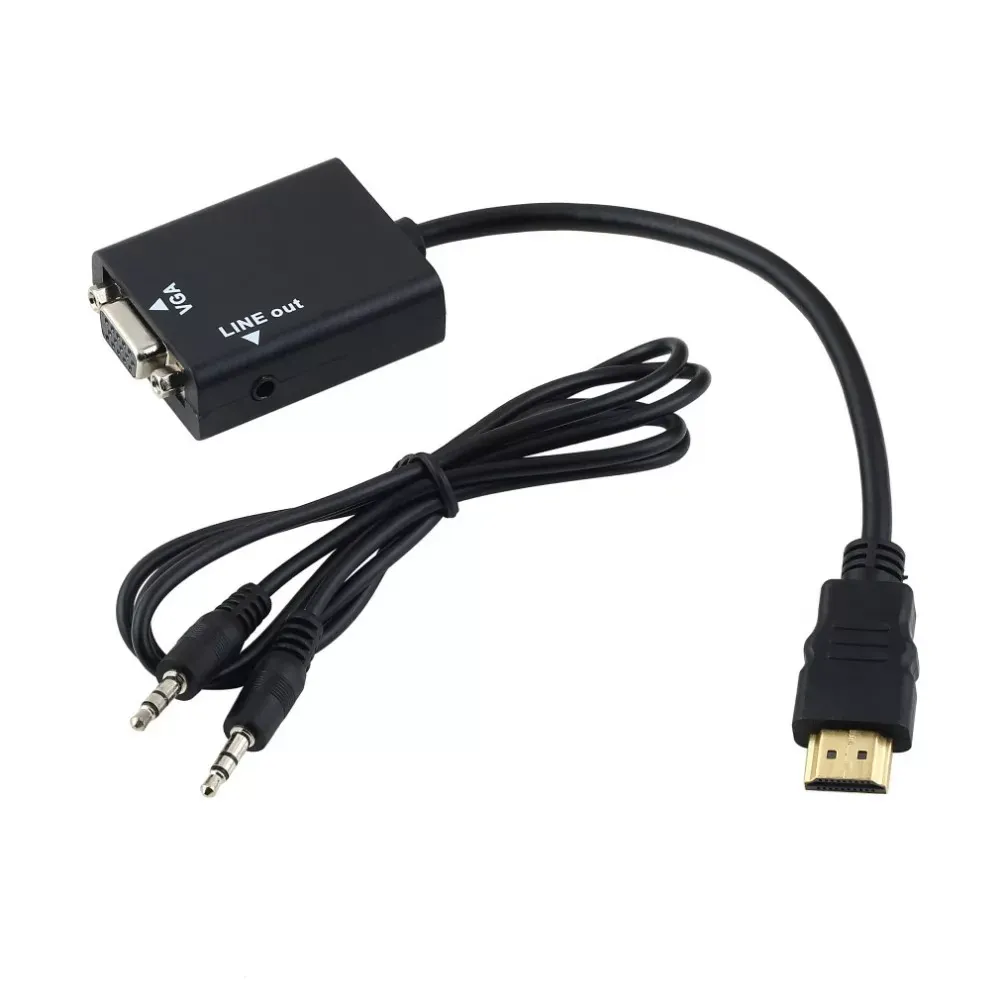 HDMI Male to VGA Female & Audio HDMI Video Cable Converter Adapter 1080P