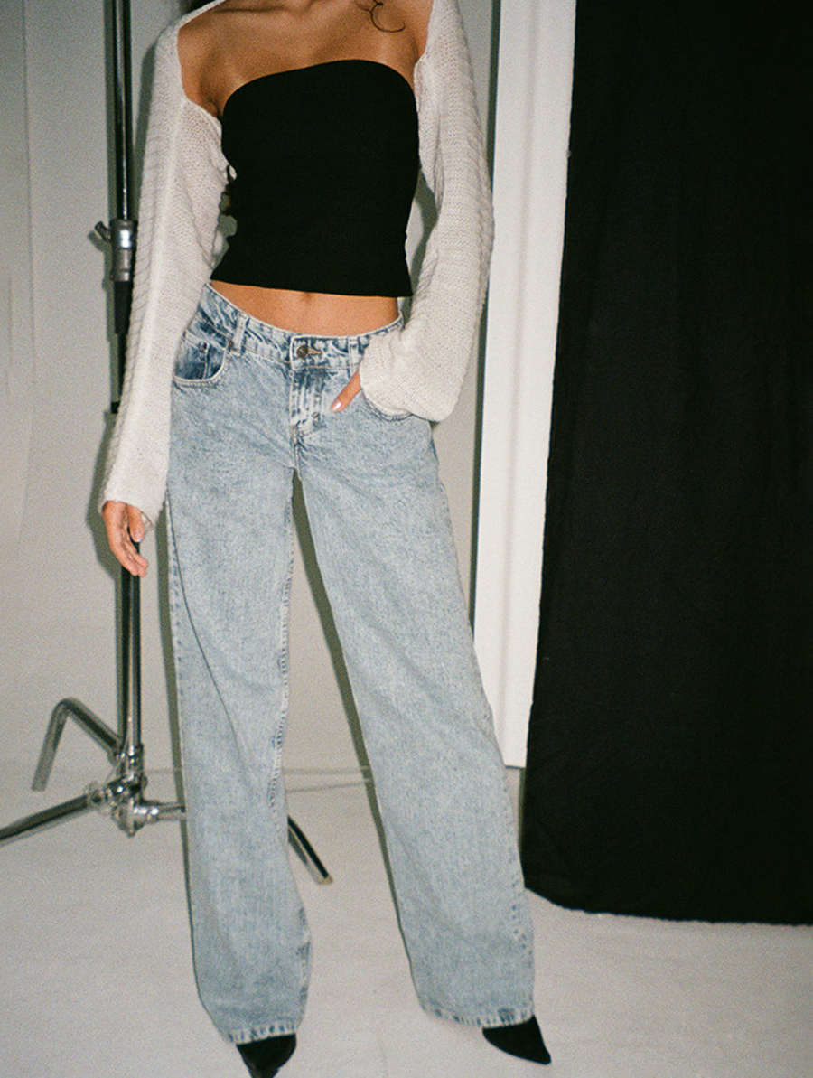 80s Light Blue Wash Low Rise Parallel Jeans