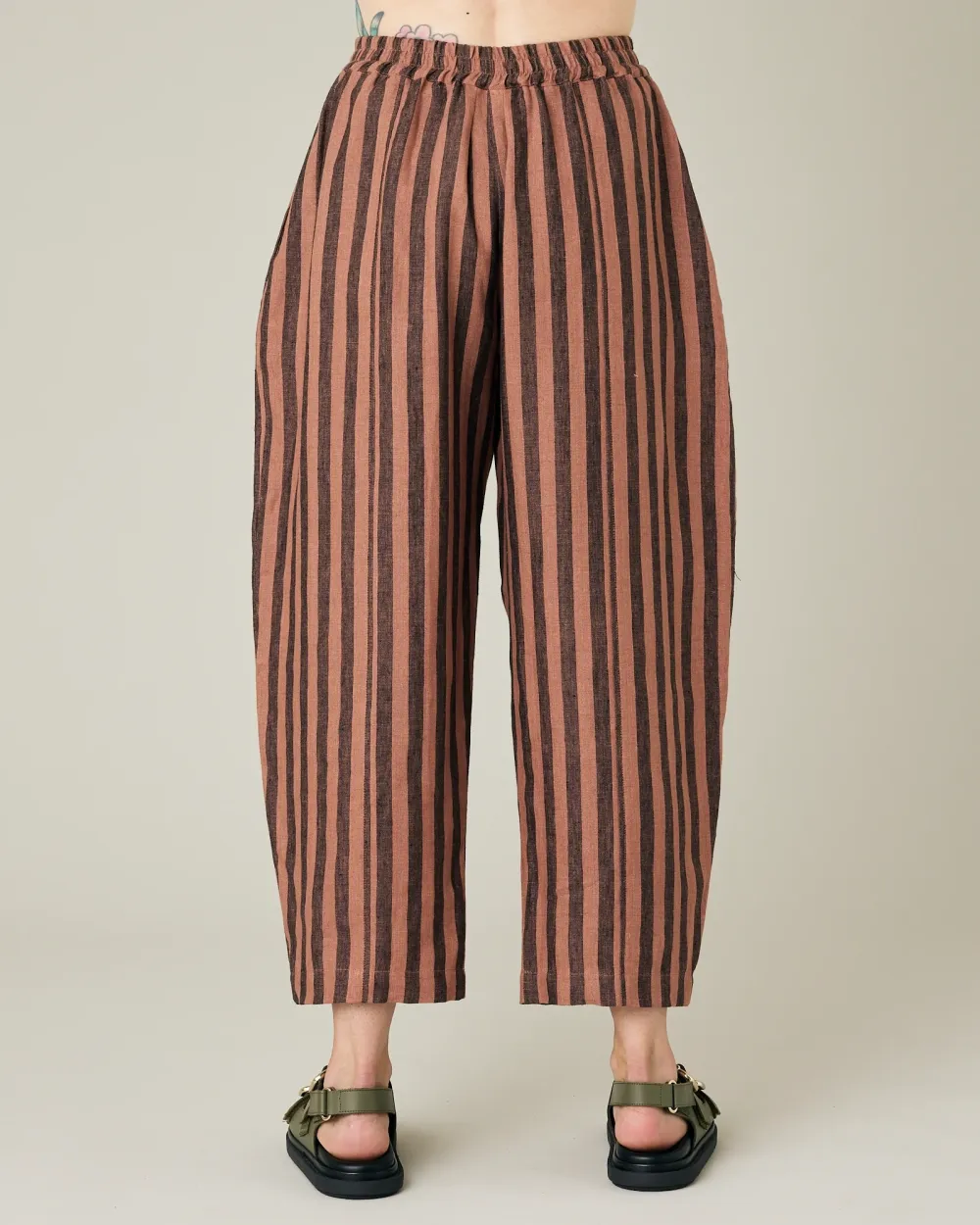 BISCUIT STRIPE LINEN TROUSERS