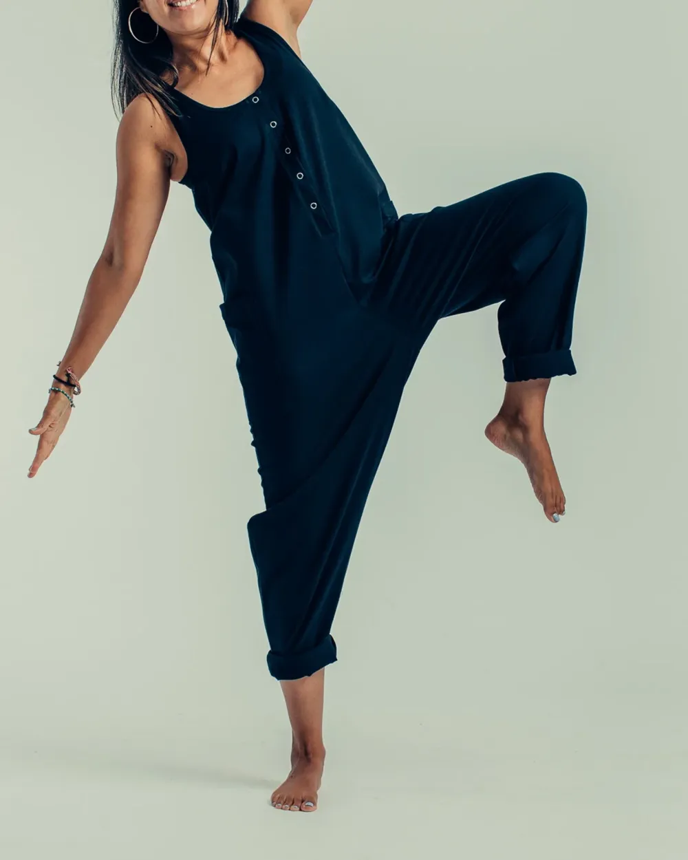 SLIGHT STRETCH JUMPSUIT - BLACK