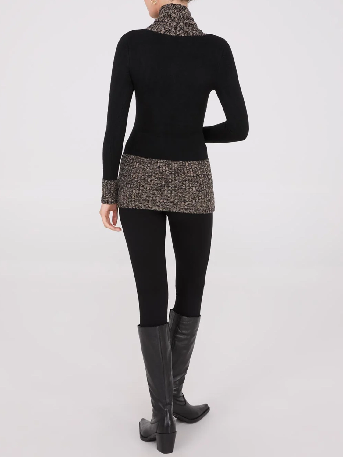 Contrast Cowl Neck Tunic Sweater