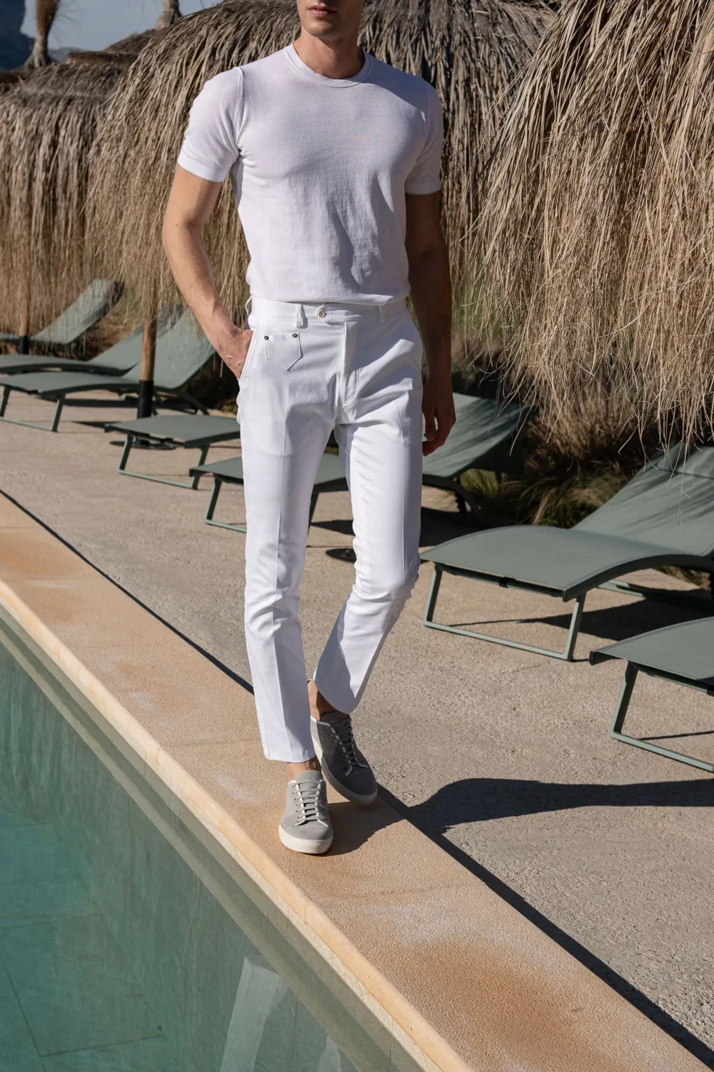 White Cotton Sirmione Trousers