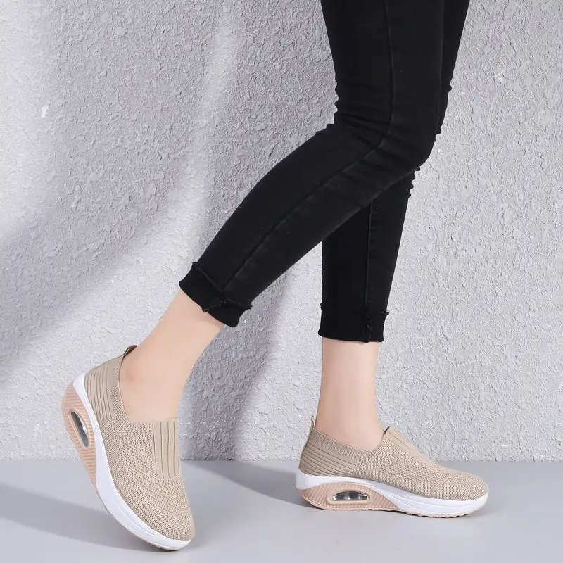 Cilool Casual Shoes Breathable Ladies Platform Sock Sneakers