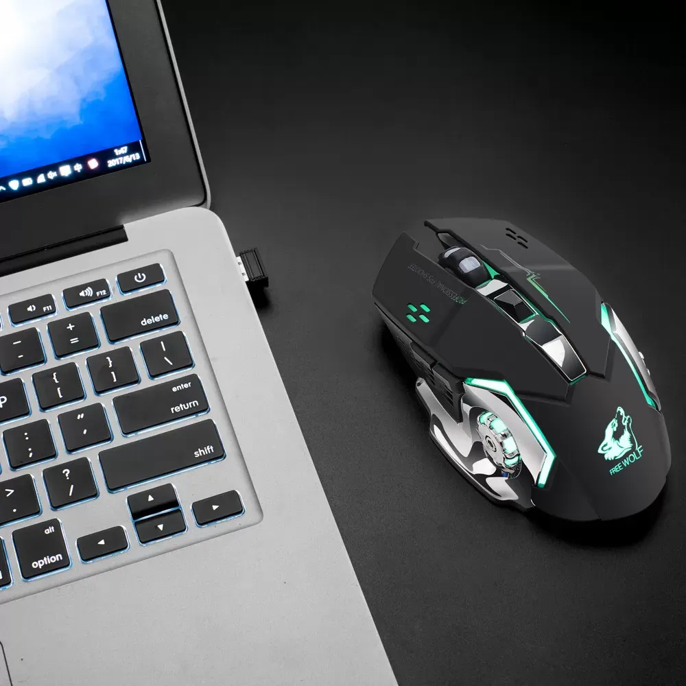 Rechargeable X8 Wireless Silent LED Backlit USB Optical Ergonomic Gaming Mouse Portable Ergonomic Computer Silent PC Laptop