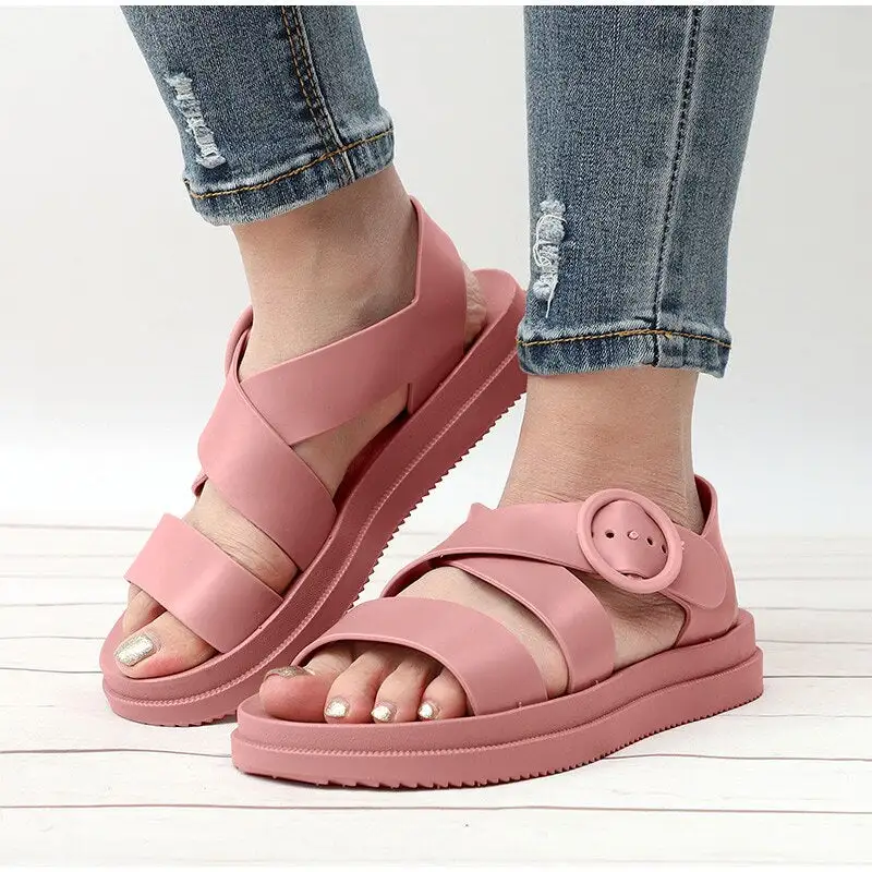 Women Gladiator Sandals Buckle Soft Jelly Shoes