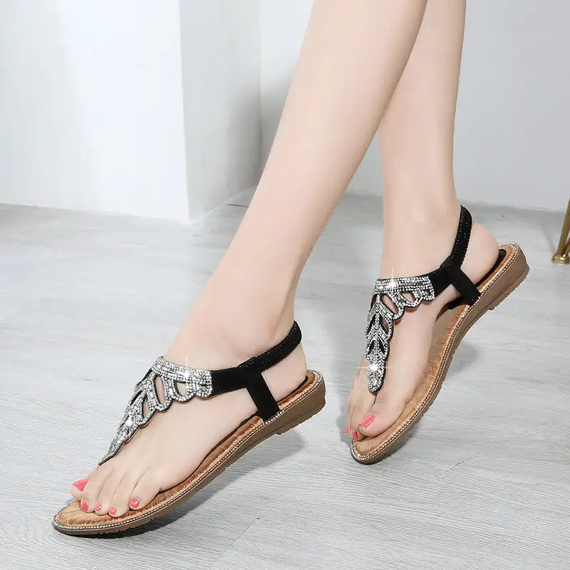 Cilool Rhinestone Platform Bohemian Sandals