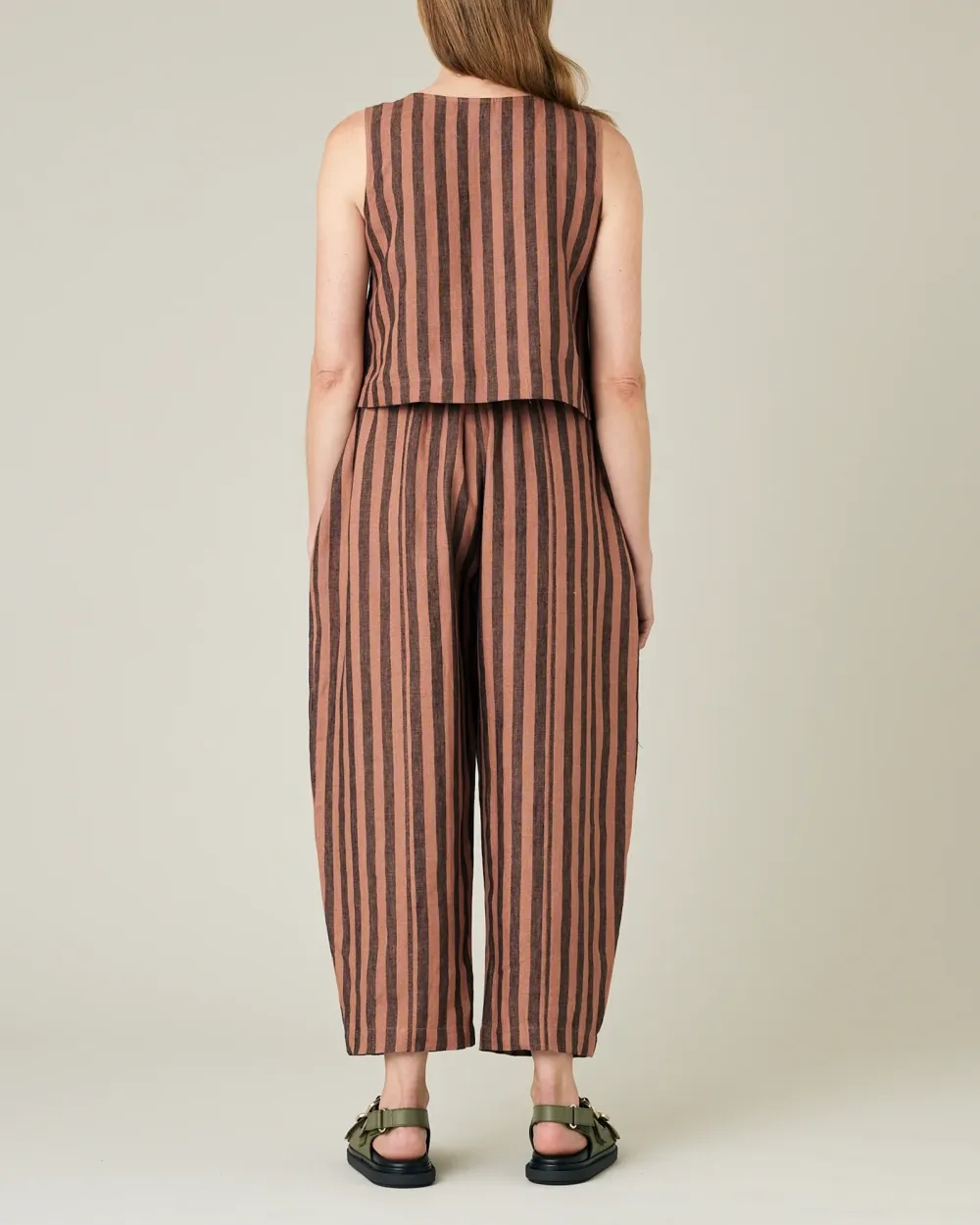 BISCUIT STRIPE LINEN TROUSERS