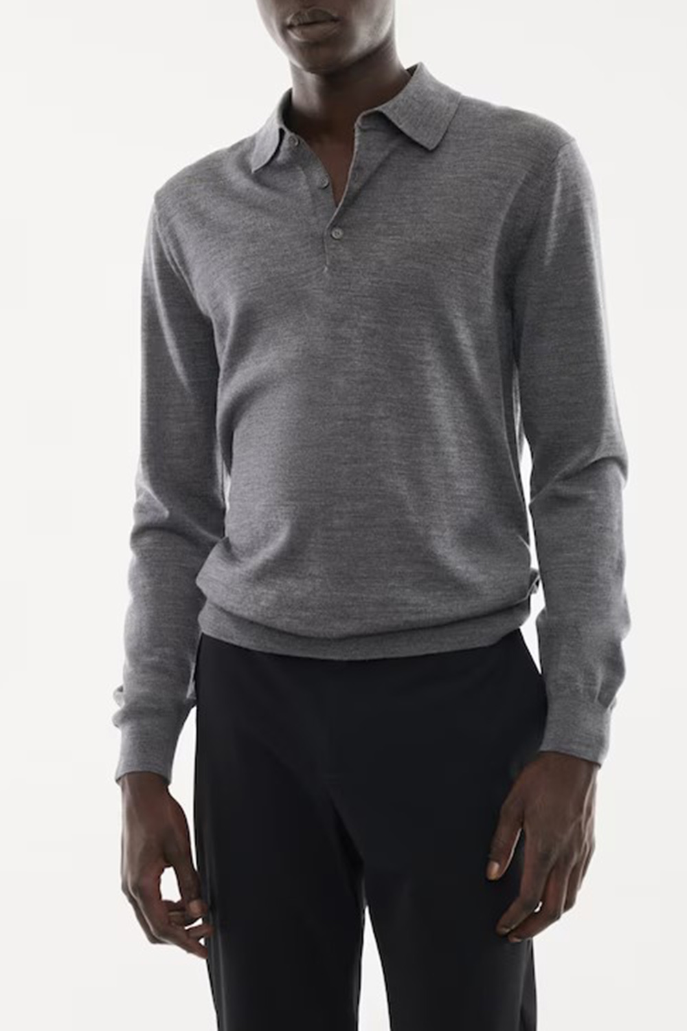 100% merino wool long- sleeved polo shirt