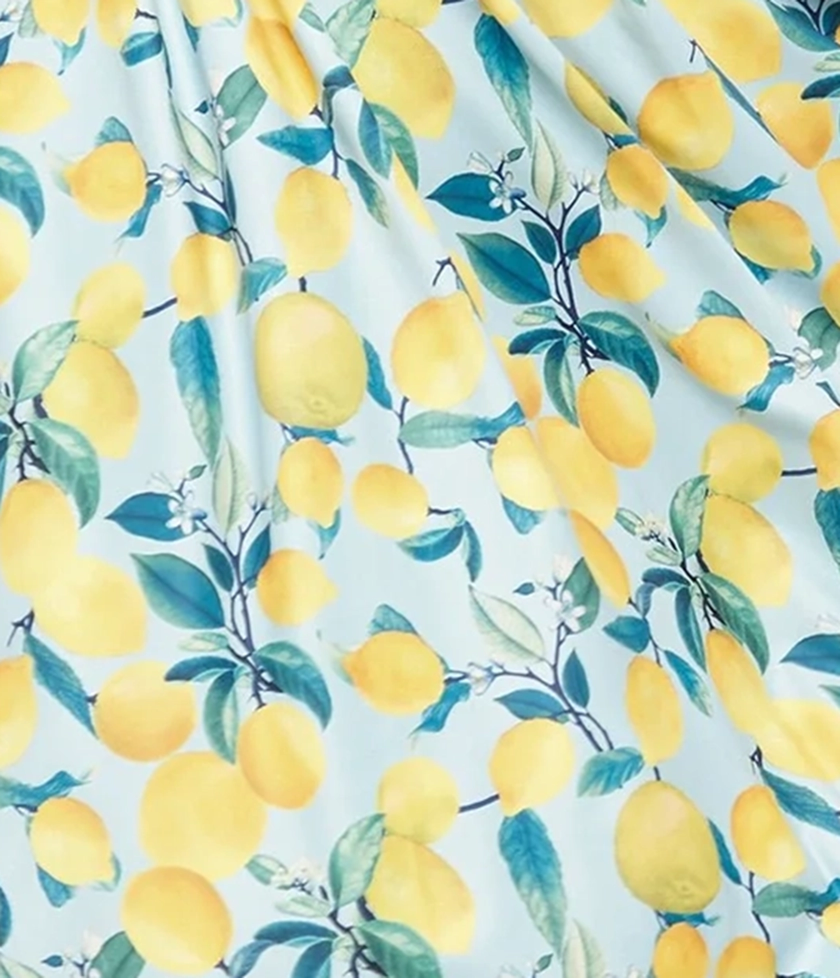 Dolly & Dotty 1950s Blue & Yellow Lemon Off The Shoulder Lily Swing Dress