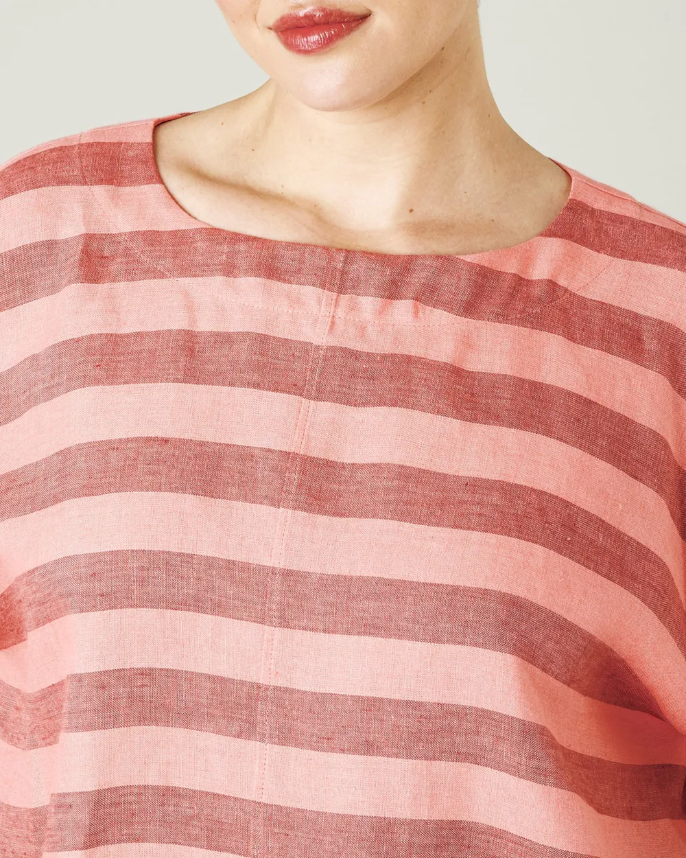 POLLY BLUSH STRIPE LINEN TOP